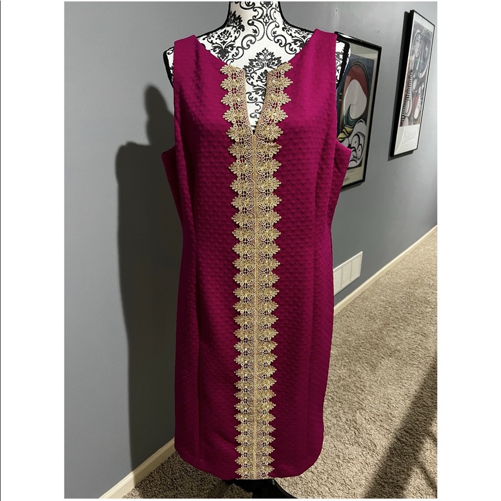 Pappagallo Magenta Gold sleeveless dress